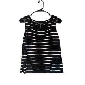 Lauren Ralph Lauren Black Striped Silk Blend Sleeveless Blouse Women Sz LP